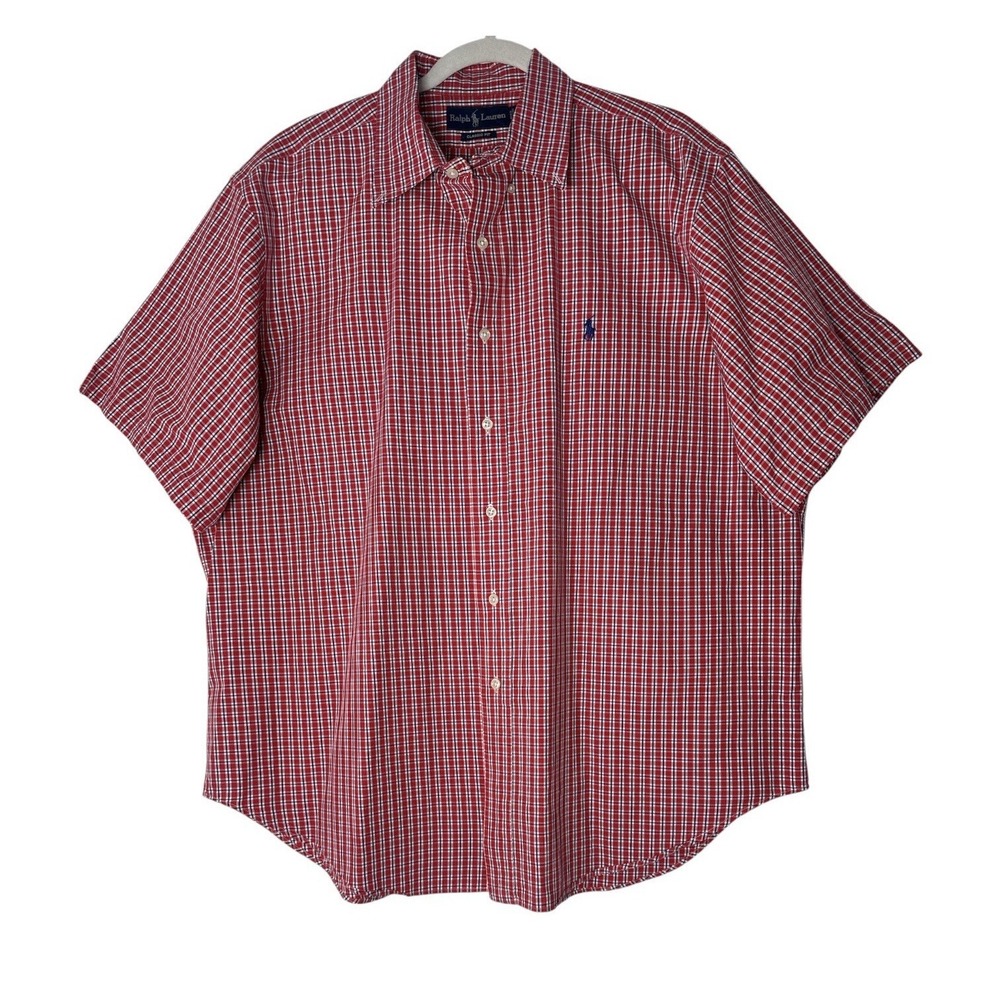 Polo Ralph Lauren 2XL Men's Classic-Fit Oxford Shirt Short Sleeve Plaid Career